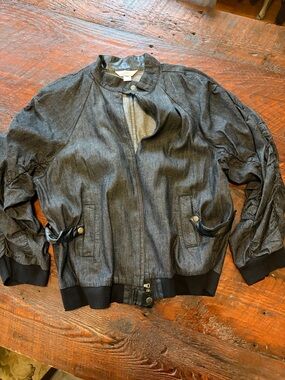 CJ Banks Dark Denim-Gray Bomber Jacket